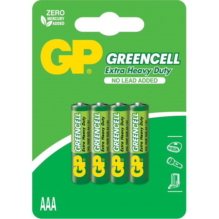 Батарейка GP Greencell AAA 4шт/уп (24G-C4)