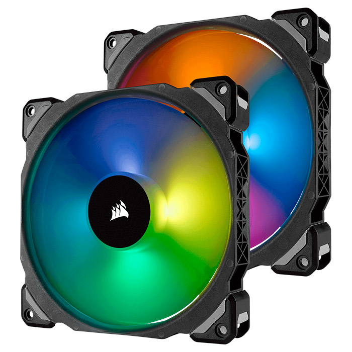 Комплект вентиляторів CORSAIR ML140 RGB LED Premium Magnetic Levitation with Lightining Node Pro 2-Pack (CO-9050078-WW)