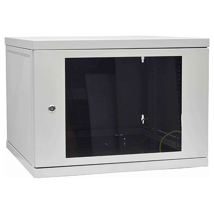 Настенный шкаф 19" IPCOM СН-9U-06-04-ДС-1 (9U, 600x450мм, RAL7035) (ТЦБ-0008588)