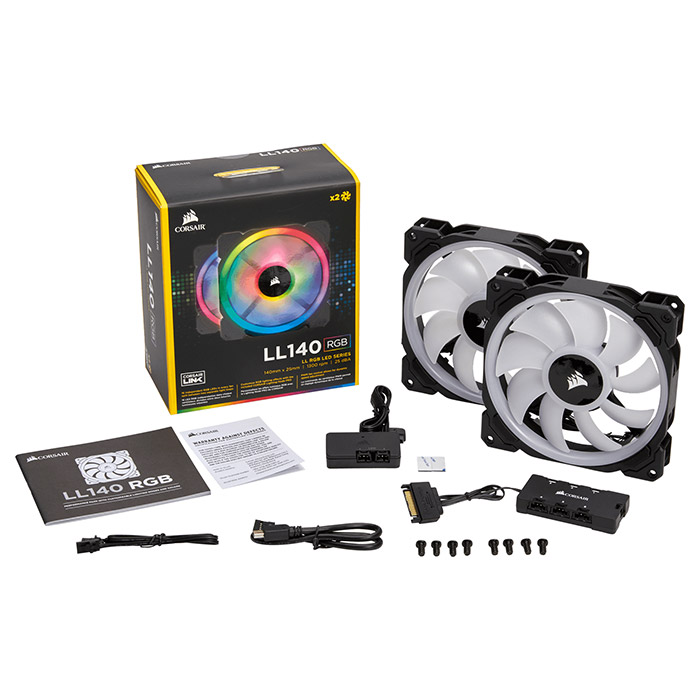 Комплект вентиляторов CORSAIR LL140 RGB LED Dual Light Loop with Lighting Node Pro 2-Pack (CO-9050074-WW)