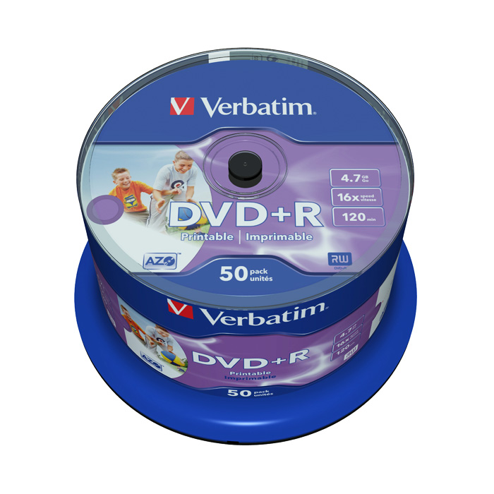 Матриця DVD+R VERBATIM 120min/4.7GB Printable 16x (cake 50pcs)
