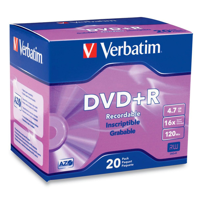 DVD+R VERBATIM AZO Matt Silver 4.7GB 16x 20pcs/box (95038~EOL)