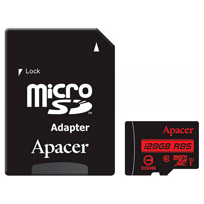 Карта памяти APACER microSDXC 128GB UHS-I Class 10 + SD-adapter (AP128GMCSX10U5-R)