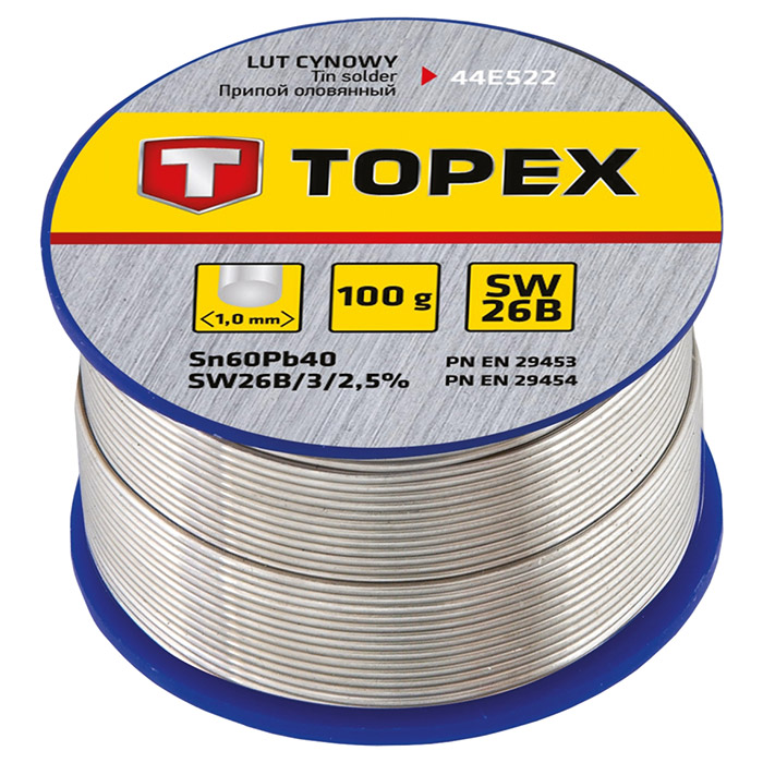 Припій TOPEX 60% Sn, 100г, SW26B (44E522)
