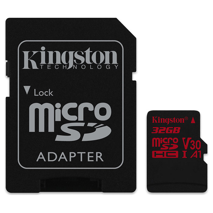 Карта пам'яті KINGSTON microSDHC Canvas React 32GB UHS-I U3 V30 A1 Class 10 + SD-adapter (SDCR/32GB)