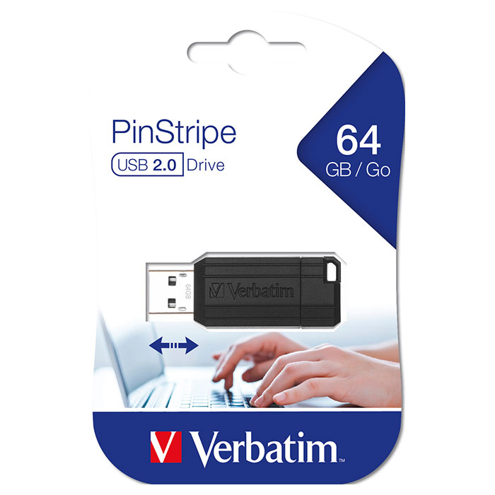 Флешка VERBATIM Store 'n' Go PinStripe 64GB Black (49065)