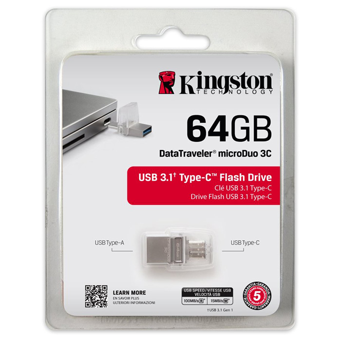 Флэшка KINGSTON DataTraveler microDuo 3C 64GB (DTDUO3C/64GB)