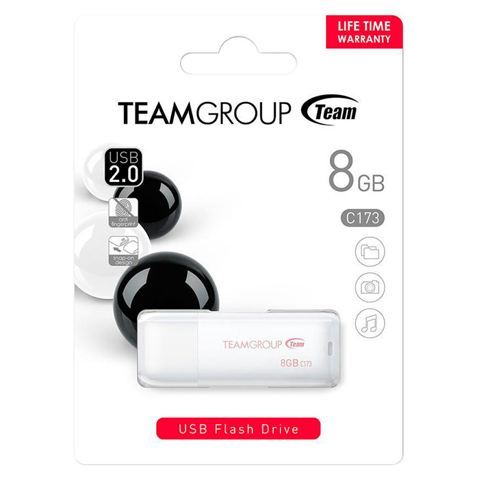 Флешка TEAM C173 8GB USB2.0 Pearl White (TC1738GW01)
