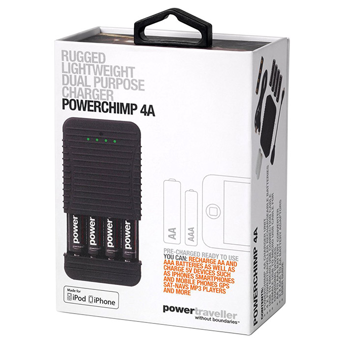 Зарядний пристрій POWERTRAVELLER Powerchimp 4A Black + 4 x AA 1800 mAh (PCH-4A001)