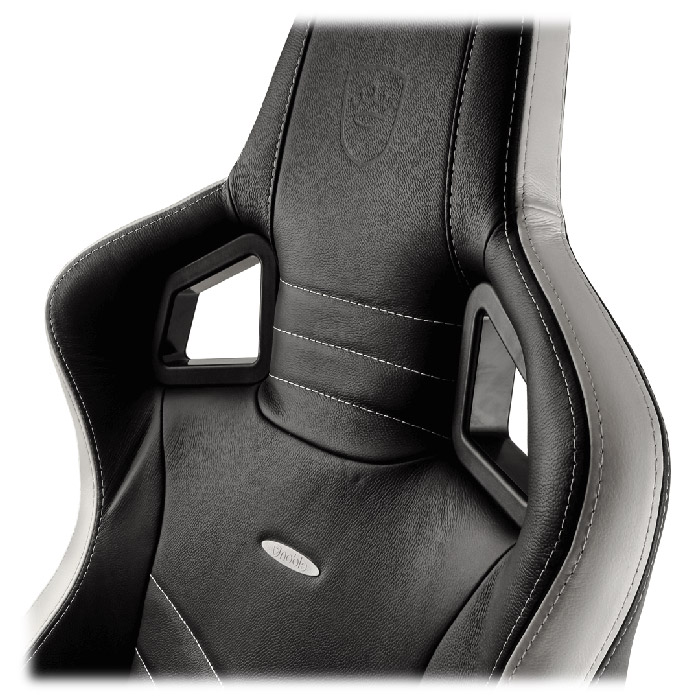 Кресло геймерское NOBLECHAIRS Epic Real Leather Black/White/Red (GAGC-034)