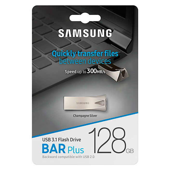 Флэшка SAMSUNG Bar Plus 128GB USB3.1 Champagne Silver (MUF-128BE3/APC)