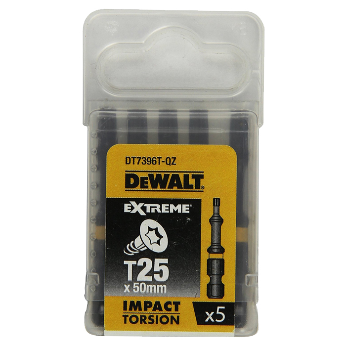 Набор торсионных насадок DEWALT Extreme Impact T25x50mm 5шт (DT7396T)