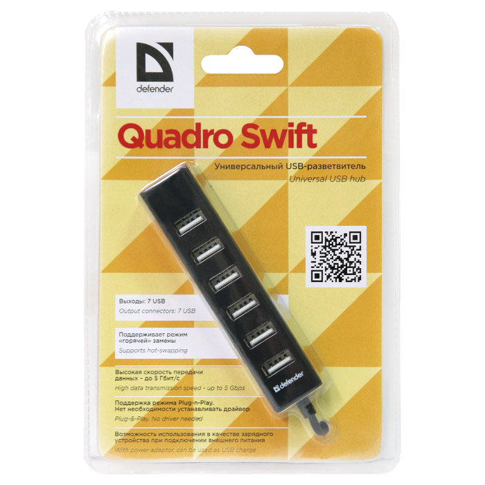 USB хаб DEFENDER Quadro Swift (83203)