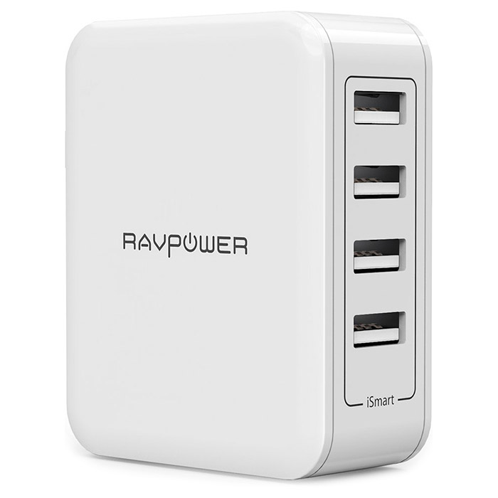 Зарядное устройство RAVPOWER 40W 4-Port Wall Charger White (RP-PC026-WH)