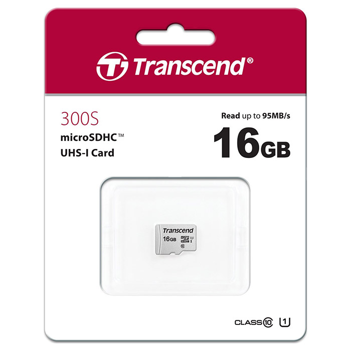 Карта пам'яті TRANSCEND microSDHC 300S 16GB UHS-I Class 10 (TS16GUSD300S)