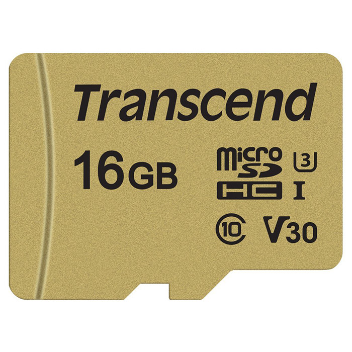 Карта пам'яті TRANSCEND microSDHC 500S 16GB UHS-I U3 V30 Class 10 + SD-adapter (TS16GUSD500S)