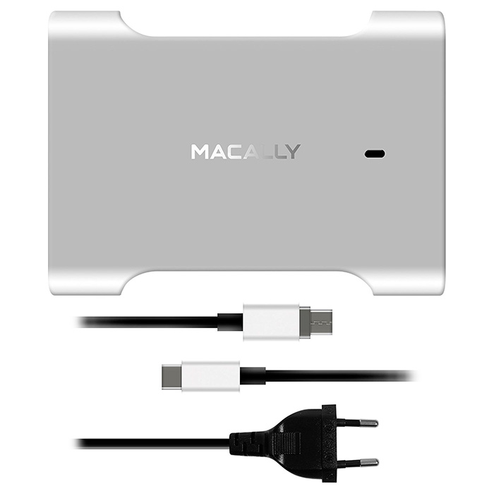 Зарядний пристрій MACALLY 61W MacBook/Pro Charger MagPlug Silver w/Type-C to Type-C cable (CHARGER61)