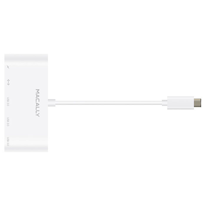 Порт-репликатор MACALLY USB-C to USB-A HUB with USB-C Charging/Ethernet (UC3HUB3GBC)