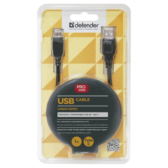 Кабель DEFENDER USB09-03PRO USB2.0 AM/CM 1м (87492)