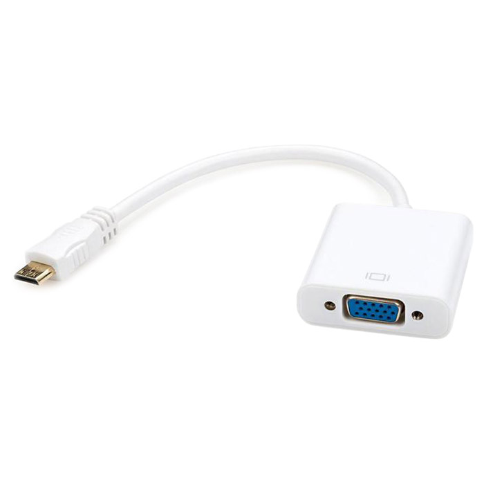 Адаптер VINGA Mini-HDMI - VGA White (HDMICMVGAF-01)