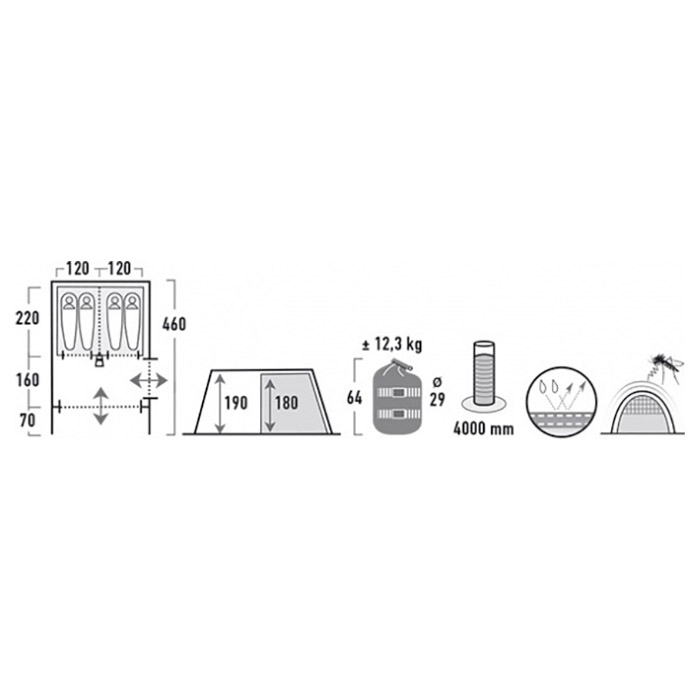 Намет 4-місний HIGH PEAK Albany 4 (11820)