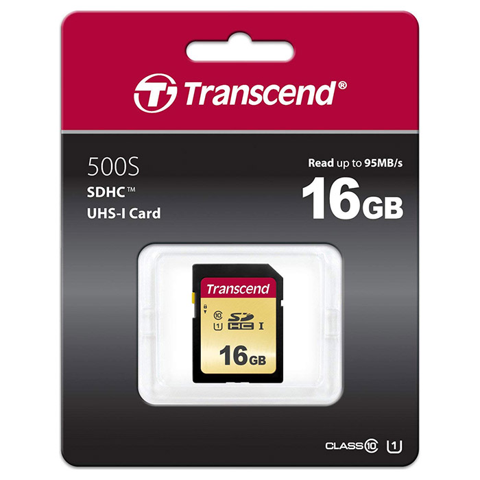 Карта памяти TRANSCEND SDHC 500S 16GB UHS-I Class 10 (TS16GSDC500S)