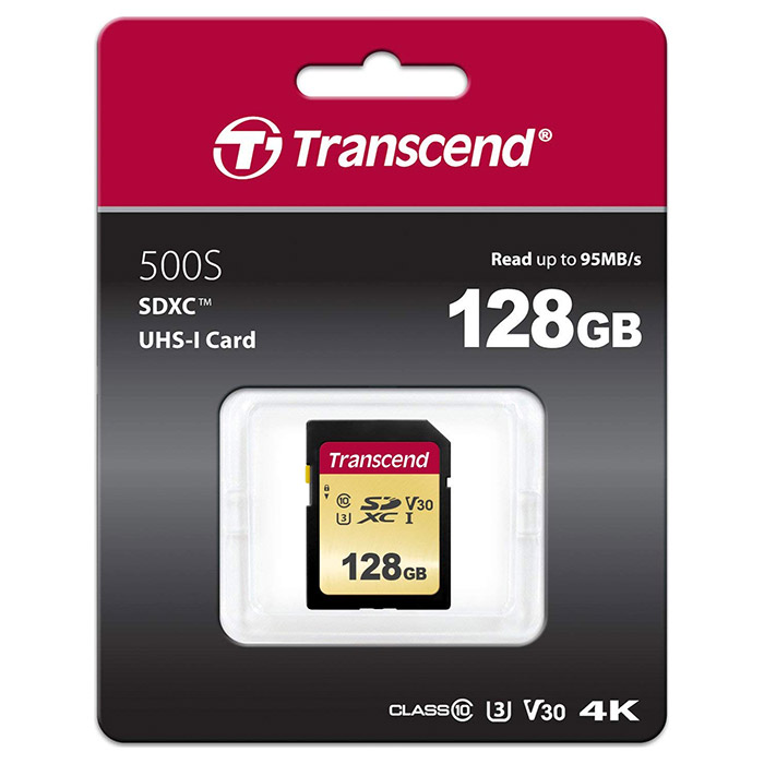 Карта памяти TRANSCEND SDXC 500S 128GB UHS-I U3 V30 Class 10 (TS128GSDC500S)