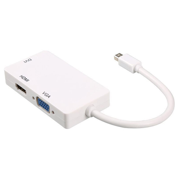 Адаптер POWERPLANT Mini DisplayPort - DVI/VGA/HDMI 0.2м White (CA910946)