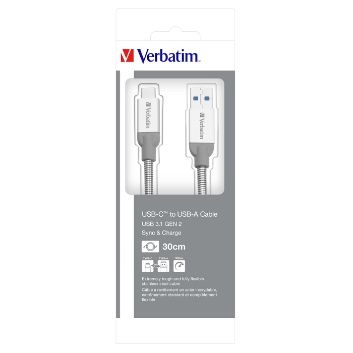 Кабель VERBATIM USB3.1 AM/CM Silver 0.3м (48868)