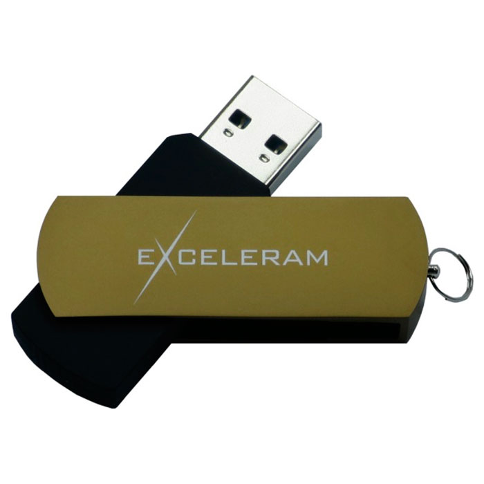 Флешка EXCELERAM P2 32GB USB2.0 Black/Brown (EXP2U2BRB32)