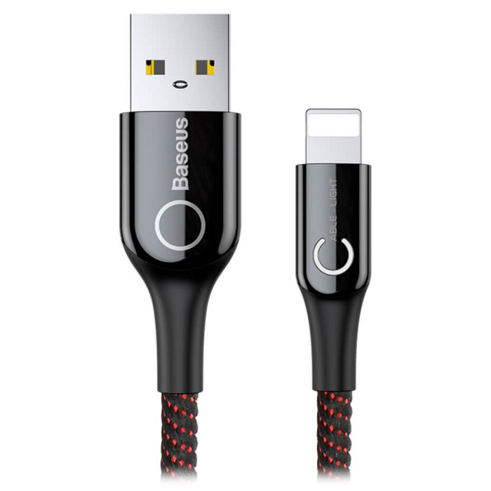 Кабель BASEUS C-shaped Light Intelligent Power-Off Cable for Lightning 1м Black (CALCD-01)