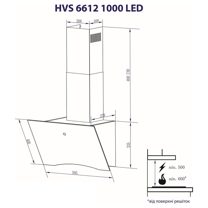 Витяжка MINOLA HVS 6612 WH 1000 LED