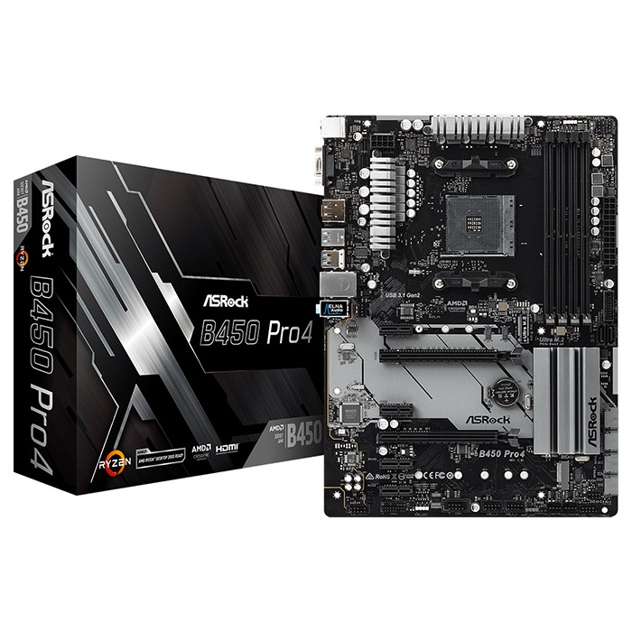Материнська плата ASROCK B450 Pro4
