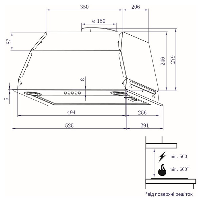 Витяжка MINOLA HBI 5622 WH 1000 LED