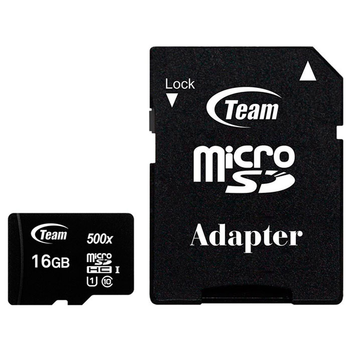 Карта памяти TEAM microSDHC 16GB UHS-I Class 10 + SD-adapter (TUSDH16GCL10U03)