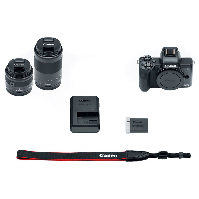 Фотоапарат CANON EOS M50 Kit Black EF-M 15-45mm f/3.5-6.3 IS STM + EF-M 55-200mm f/4.5-6.3 IS STM (2680C054)