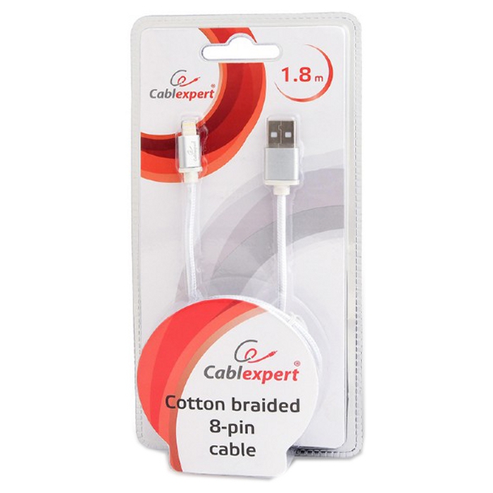 Кабель CABLEXPERT USB2.0 AM/Apple Lightning Silver 1.8м (CCB-MUSB2B-AMLM-6-S)