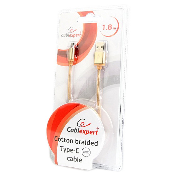 Кабель CABLEXPERT USB2.0 AM/CM Gold 1.8м (CCB-MUSB2B-AMCM-6-G)