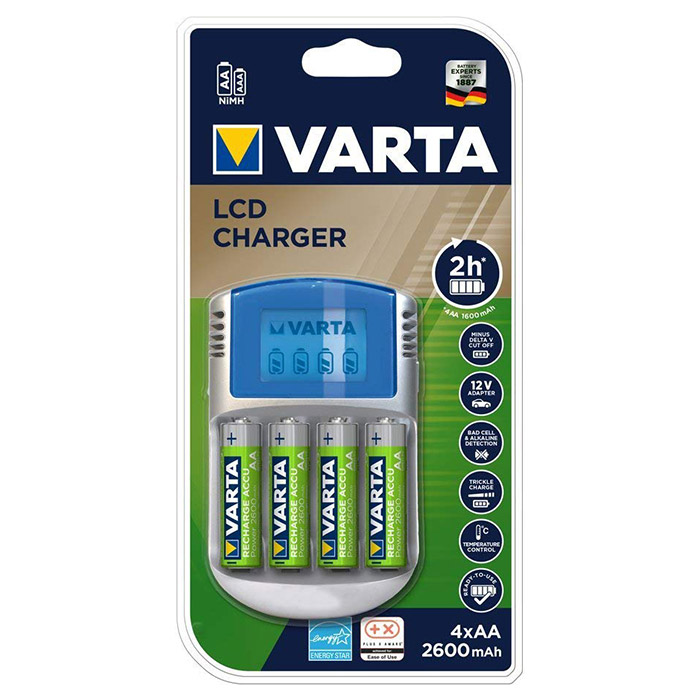 Зарядное устройство VARTA LCD + 4 x AA 2500 mAh (57070 201 451)