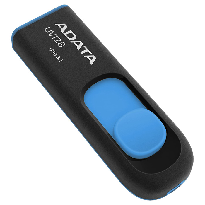 Флэшка ADATA UV128 64GB Black/Blue (AUV128-64G-RBE)