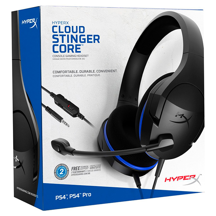 Наушники геймерские HYPERX Cloud Stinger Core for PS4 Black/Blue (HX-HSCSC-BK)