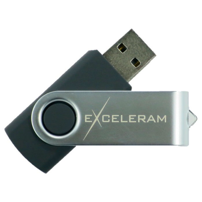 Флешка EXCELERAM P1 32GB USB2.0 Black/Silver (EXP1U2SIB32)