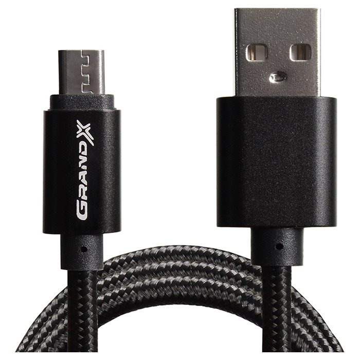 Зарядний пристрій GRAND-X CH-550 1xUSB-A, QC3.0, 18W Black w/Micro-USB cable (CH-550BM)