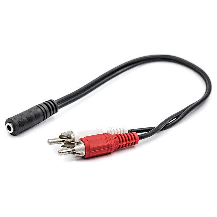 Адаптер POWERPLANT mini-jack 3.5 mm (F) - 2RCA (M) Black (CA910847)