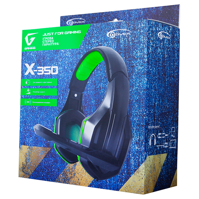 Навушники геймерскі GEMIX X-350 Black/Green