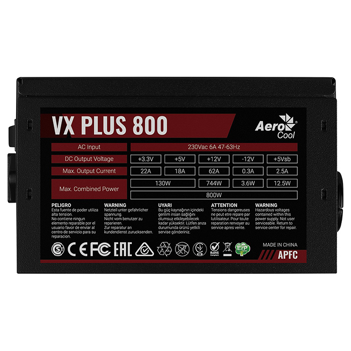 Блок живлення 800W AEROCOOL VX Plus 800 (ACPN-VS80AEY.11)