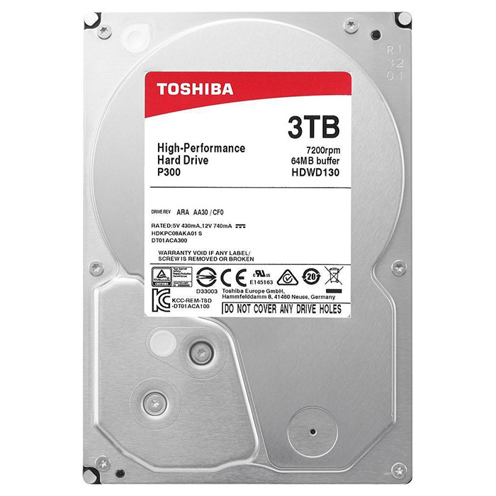 Жорсткий диск 3.5" TOSHIBA P300 Bulk 3TB SATA/64MB (HDWD130UZSVA)