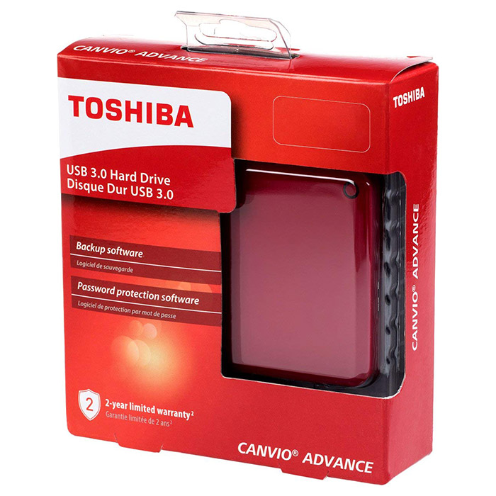 Портативный жёсткий диск TOSHIBA Canvio Advance 1TB USB3.0 Red (HDTC910ER3AA)