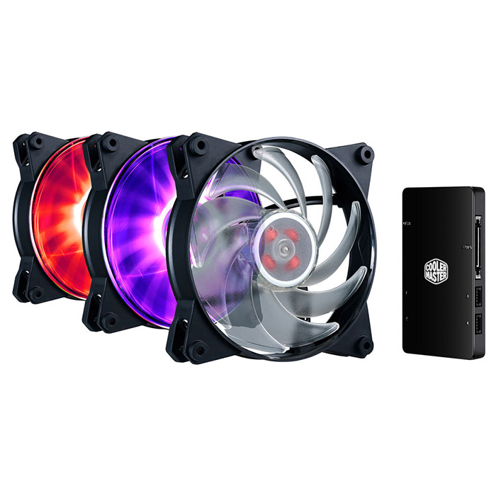 Комплект вентиляторів COOLER MASTER MasterFan Pro 120 Air Balance RGB with LED Controller 3-Pack (MFY-B2DC-133PC-R1)