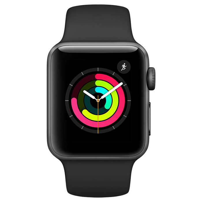 Смарт-годинник APPLE Watch Series 3 38mm Space Gray Aluminum Case with Black Sport Band (MTF02FS/A)